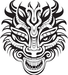 Front View Dragon Badge Mythical Symbol Dragon Head Illustration Detailed Design