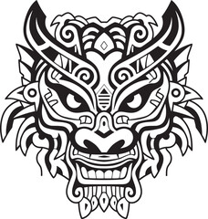 Front View Dragon Symbol Detailed Badge Dragon Head Badge Mythical Artwork