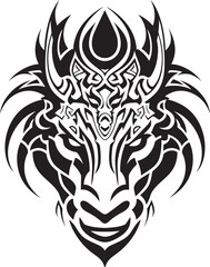 Dragon Head Illustration Detailed Design Mythical Creature Badge Frontal Artwork