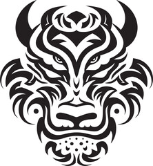 Dragon Head Badge Detailed Symbol Frontal Dragon Head Icon Mythical Design