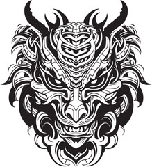 Dragon Head Illustration Fantasy Art Legendary Beast Icon Front View Logo
