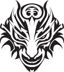 Dragon Head Art Iconic Symbol Vector Dragon Head Frontal Design