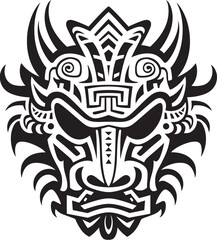 Vector Dragon Head Frontal Design Front View Dragon Badge Mythical Emblem