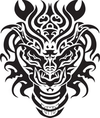 Front View Dragon Symbol Iconic Graphic Dragon Head Badge Detailed Emblem