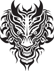 Vector Dragon Head Front View Design Frontal Dragon Head Icon Mythical Symbol