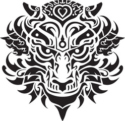 Obraz premium Frontal Dragon Head Icon Mythical Symbol Dragon Head Art Detailed Design