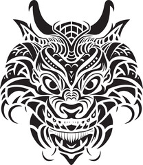 Mythical Creature Logo Front View Emblem Dragon Head Illustration Iconic Artwork