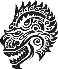 Front View Dragon Badge Fantasy Symbol Dragon Head Badge Vector Design