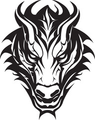 Detailed Dragon Head Badge Mythical Design Dragon Head Art Iconic Symbol