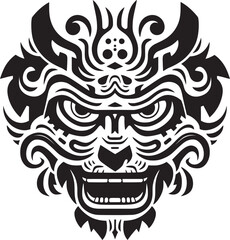 Vector Dragon Head Detailed Emblem Front View Dragon Badge Mythical Symbol