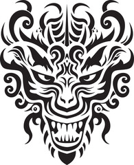 Frontal Dragon Head Icon Fantasy Emblem Dragon Head Illustration Front View Design