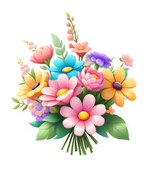 Beautiful bouquet of flowers. Drawing, illustration.