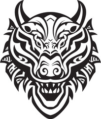 Front View Dragon Symbol Mythical Graphic Dragon Head Badge Fantasy Design