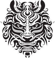 Mythical Beast Icon Front View Design Dragon Head Emblem Vector Badge