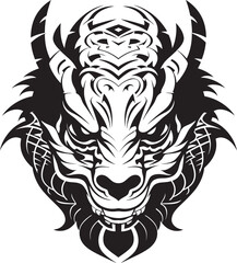 Dragon Head Symbol Fantasy Emblem Frontal Dragon Head Icon Mythical Artwork