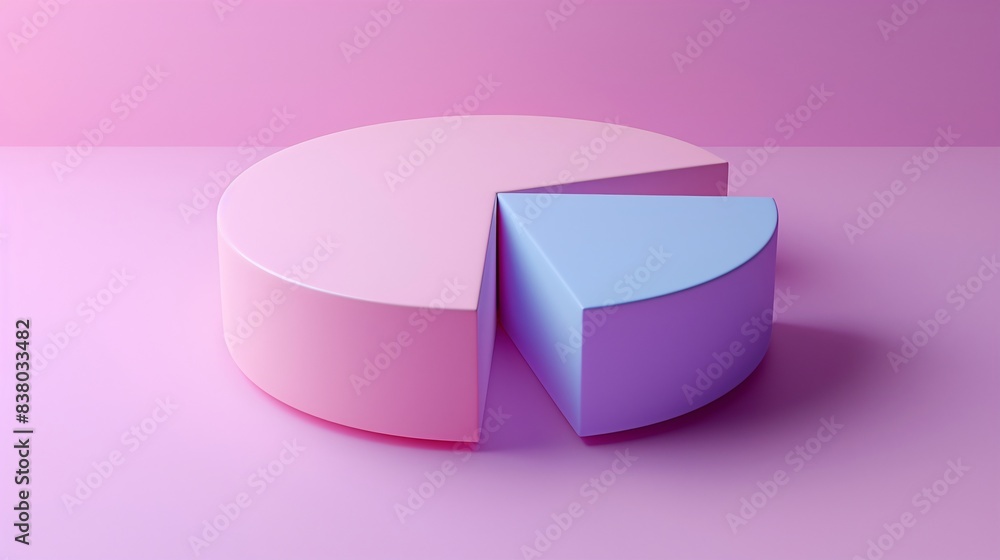 Aufkleber 3d pie chart in pink and blue tones with a slice out, representing data visualization and statistica