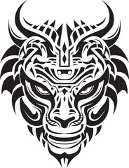 Fantasy Dragon Emblem Front View Symbol Dragon Head Symbol Detailed Badge