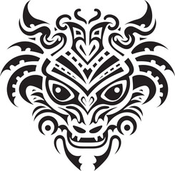 Mythical Beast Icon Front View Emblem Dragon Head Illustration Fantasy Symbol