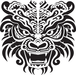 Front View Dragon Head Badge Iconic Logo Dragon Head Art Mythical Emblem