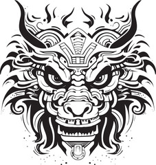 Dragon Head Art Mythical Emblem Vector Dragon Head Symbol Frontal Design