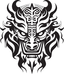 Mythical Beast Symbol Dragon Head Art Fantasy Dragon Logo Iconic Emblem