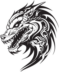 Legendary Creature Badge Front View Graphic Dragon Head Symbol Mythical Fantasy Design