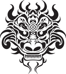 Dragon Head Illustration Vector Artwork Legendary Creature Badge Front View Graphic