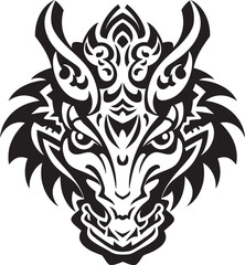 Vector Dragon Logo Iconic Symbol Front View Dragon Head Badge Detailed Artwork