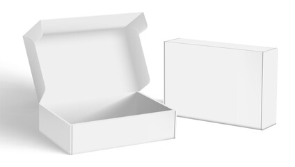 Realistic Open And Closed Blank Packaging Boxes