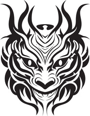 Dragon Head Illustration Frontal Design Mythical Creature Badge Detailed Artwork