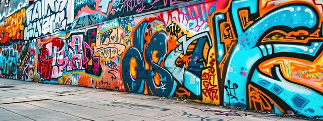 graffiti art on street wall grungy messy artful urban landscape