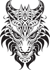 Dragon Head Badge Front View Emblem Mythical Creature Logo Fantasy Dragon Emblem