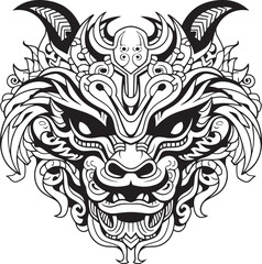 Vector Dragon Head Symbol Front View Art Dragon Head Illustration Detailed Dragon Head Symbol