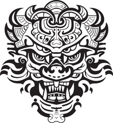 Dragon Head Art Fantasy Emblem Mythical Creature Logo Detailed Dragon Head Symbol