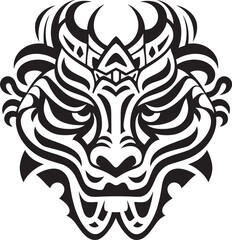 Dragon Head Art Mythical Creature Design Element Fantasy Dragon Emblem Detailed Head Symbol