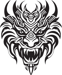 Vector Dragon Head Symbol Front View Artistic Render Mythical Creature Logo Dragon Head Illustration