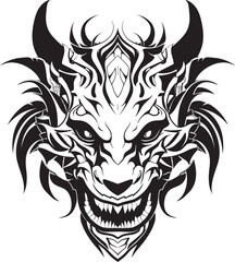 Fantasy Dragon Emblem Detailed Head Symbol Vector Dragon Head Symbol Front View Artistic Render