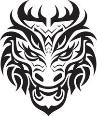 Dragon Head Symbol Front View Emblem Art Frontal Dragon Head Badge Vector Design Element