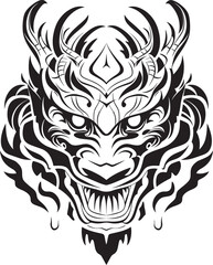 Front View Dragon Head Badge Iconic Artwork Detail Dragon Head Illustration Detailed Symbol Art