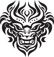 Dragon Head Art Vector Emblem Art Fantasy Dragon Emblem Front View Design Concept