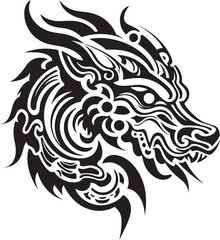 Dragon Head Logo Iconic Design Front View Dragon Symbol Fantasy Emblem