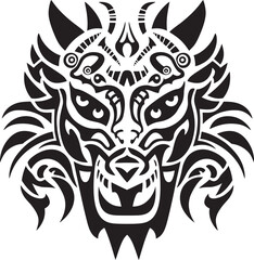 Dragon Head Art Frontal Design Illustration Mythical Creature Badge Fantasy Icon Detail