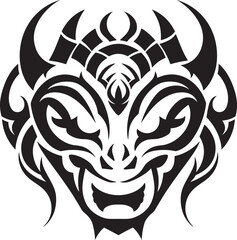 Detailed Dragon Head Symbol Mythical Emblem Representation Dragon Head Art Frontal Design Illustration