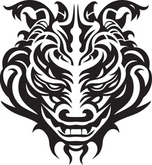 Dragon Head Art Vector Graphic Illustration Fantasy Dragon Emblem Mythical Design Rendering