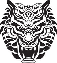 Vector Dragon Head Symbol Detailed Badge Art Dragon Head Illustration Iconic Artwork Concept