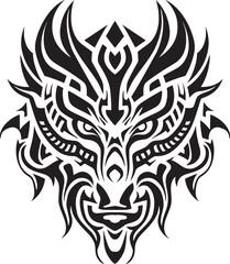 Dragon Head Illustration Iconic Artwork Concept Frontal Dragon Head Icon Fantasy Symbol Design