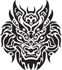 Dragon Head Badge Front View Emblem Illustration Mythical Creature Logo Dragon Head Design Rendering