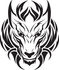 Obraz premium Dragon Head Art Detailed Fantasy Emblem Fantasy Dragon Logo Vector Head Symbol
