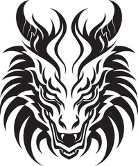 Dragon Head Illustration Mythical Symbol Art Front View Dragon Head Icon Iconic Design Concept