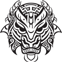 Front View Dragon Head Icon Iconic Design Concept Dragon Head Art Detailed Emblem Illustration